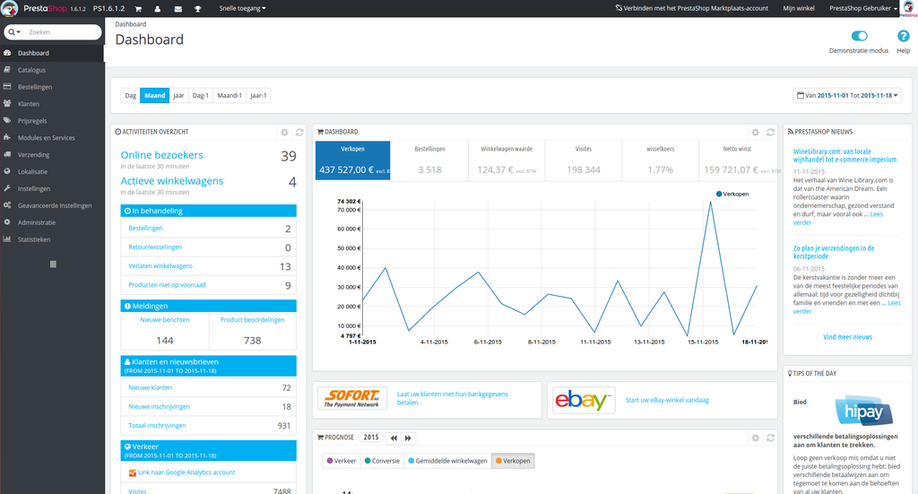 interface de gestion e-commerce