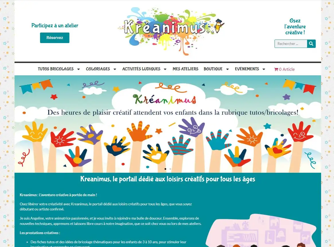Création portail et boutique WordPress/Woocommerce Loisirs créatifs pour enfants